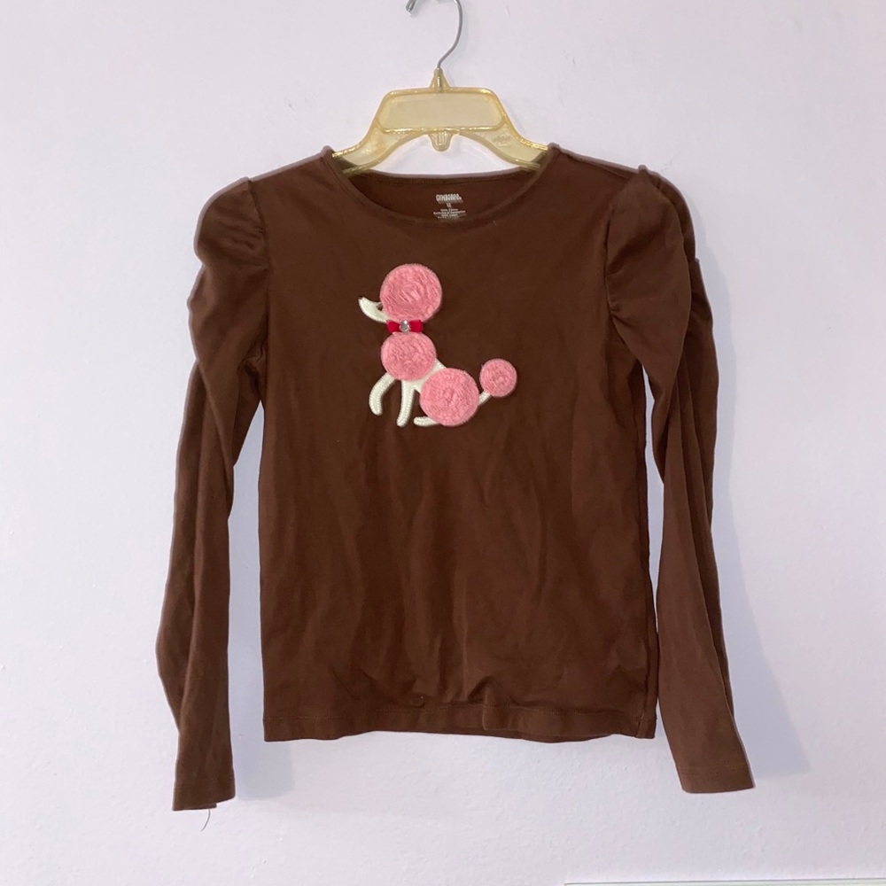 Kids Brown Puff Sleeve Poodle Tee